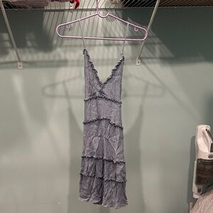Blue Ruffled Spaghetti Strap Dress